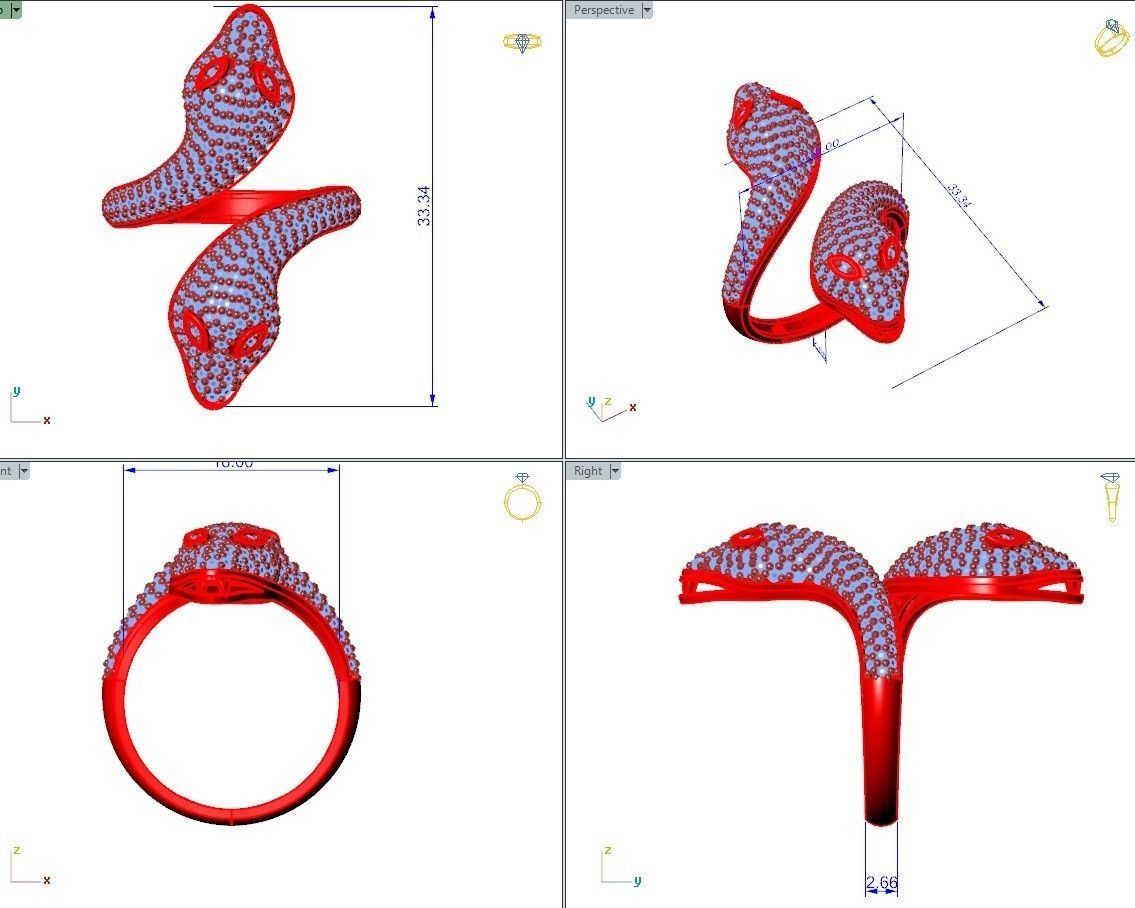 Snake Ring 2x 3D print model 3D print model_3