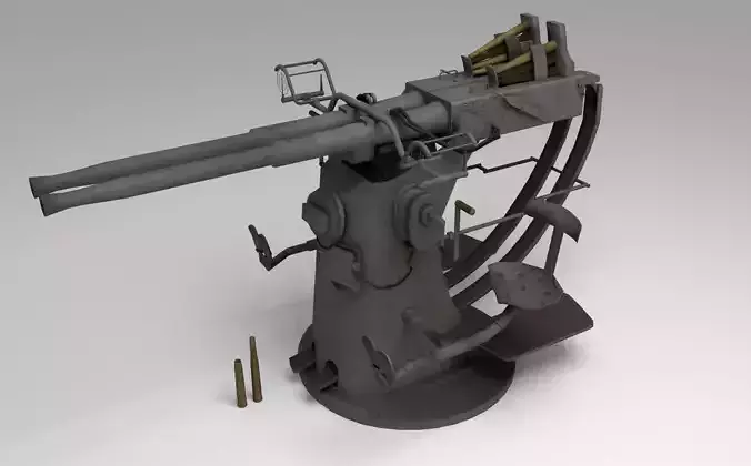 Low poly Anti aircraft gun Low-poly 3D model