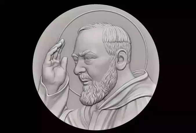 Padre Pio Medallion 3D print model
