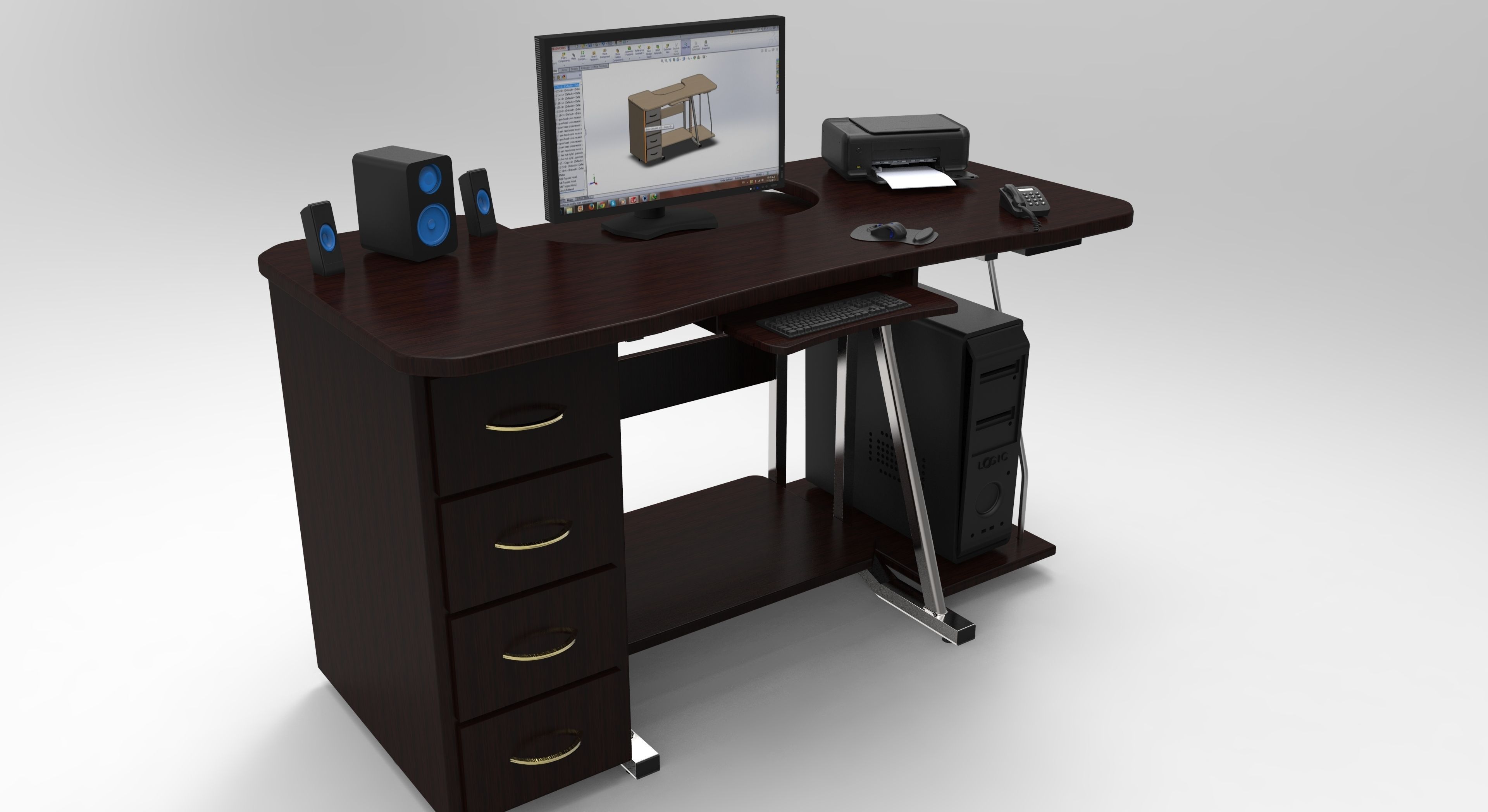 pc table 3 3D model_4