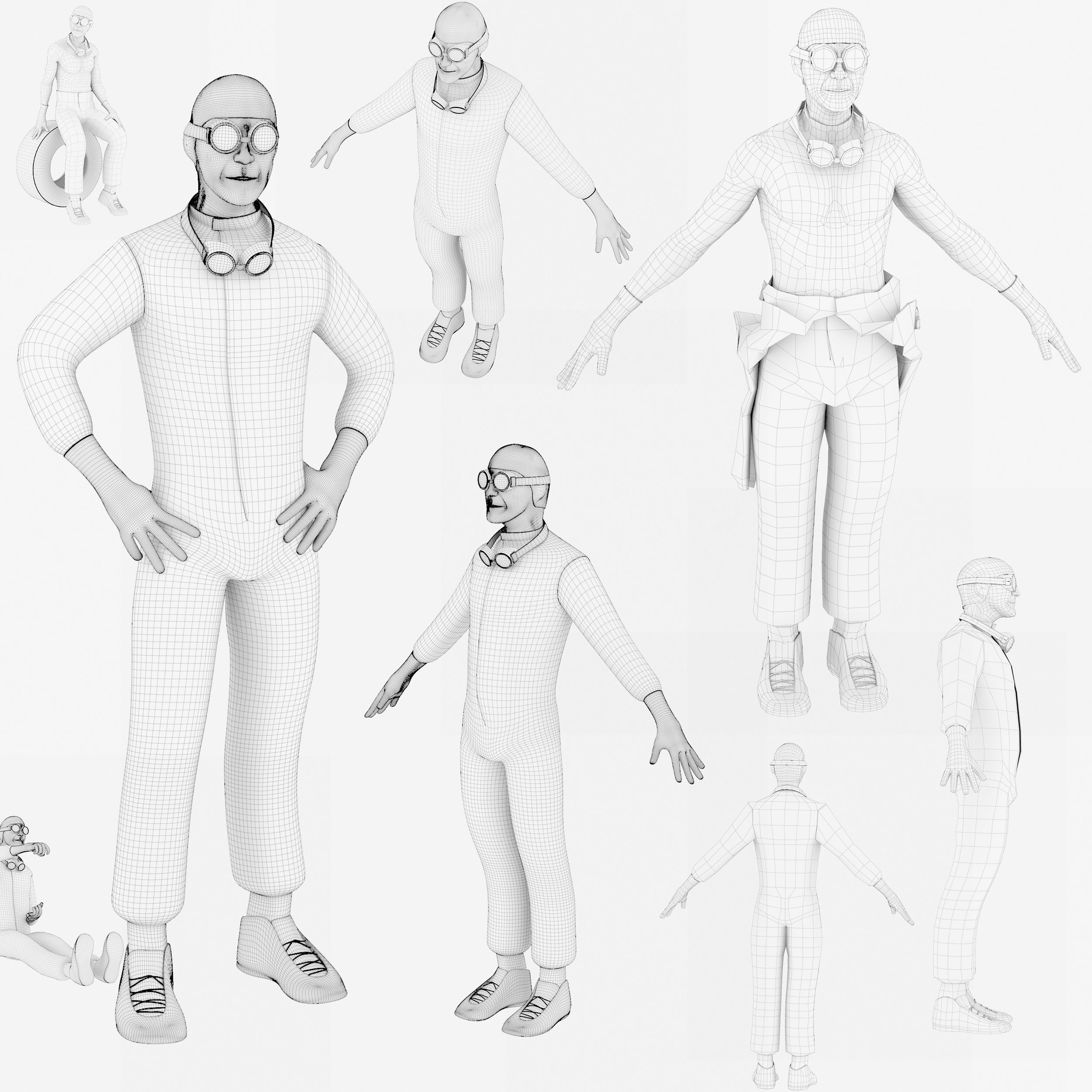 Giuseppe Farina 1950 Low-poly 3D model_7