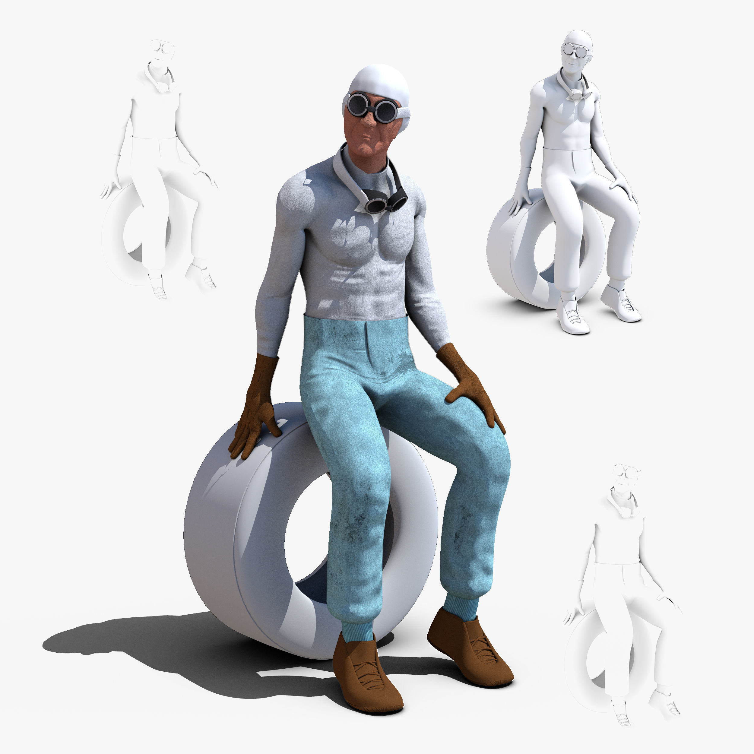 Giuseppe Farina 1950 Low-poly 3D model_2