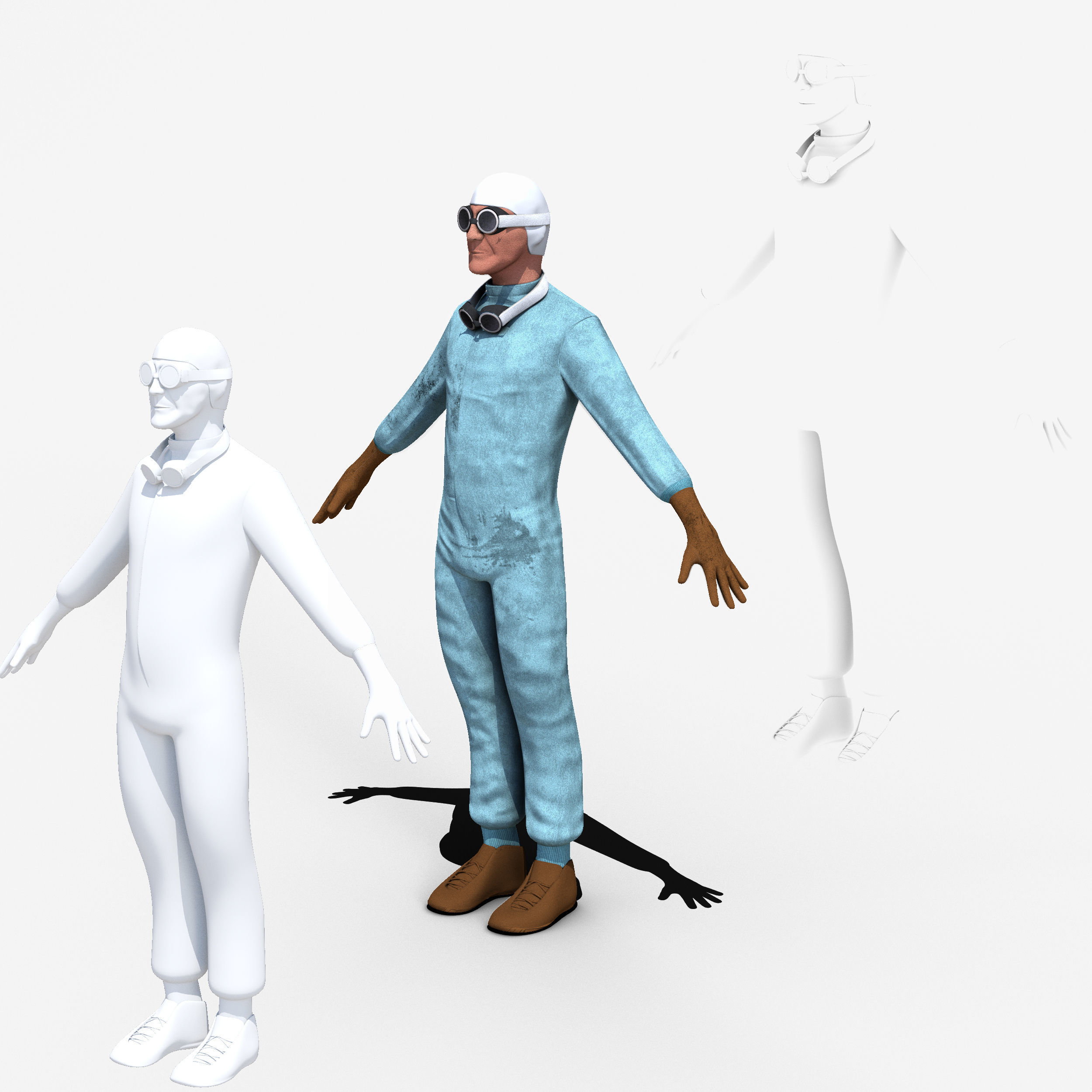 Giuseppe Farina 1950 Low-poly 3D model_1