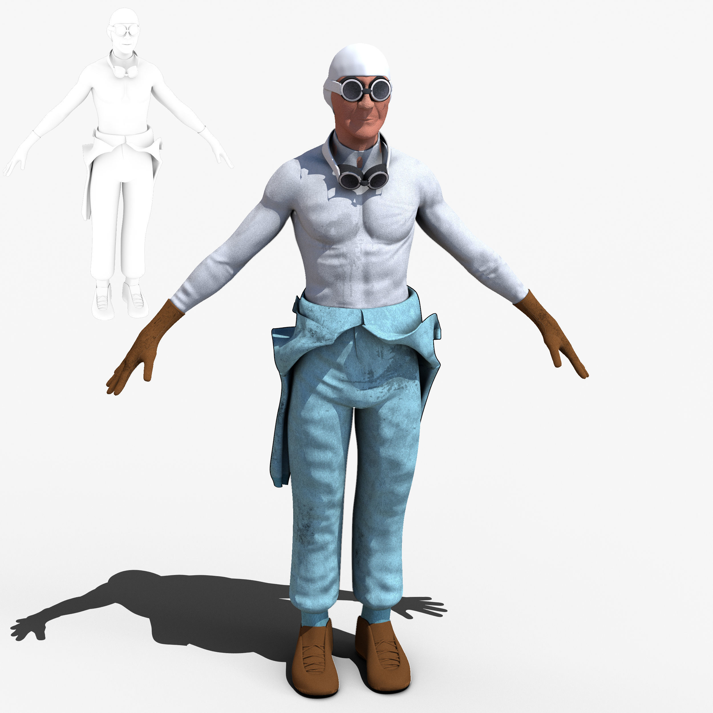 Giuseppe Farina 1950 Low-poly 3D model_3