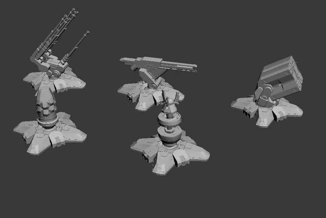 Towers set of spaceships Free 3D model