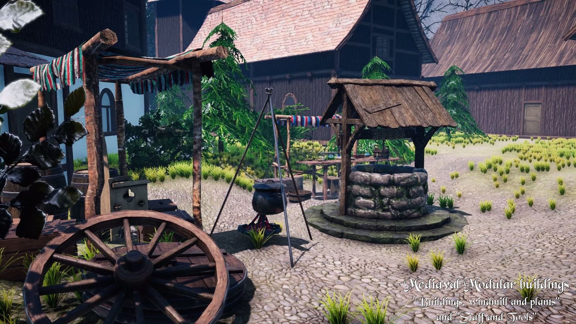 Medieval Modular City - Stuff and Tools Low-poly 3D model_33