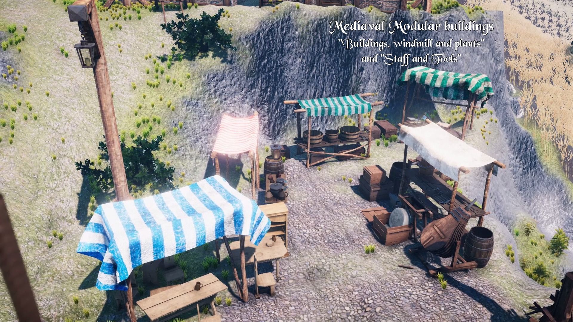 Medieval Modular City - Stuff and Tools Low-poly 3D model_29