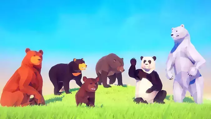 Poly Art Bears  Low-poly 3D model