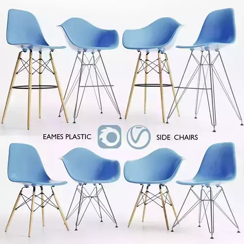 Eames Plastic Side Chairs 3D model