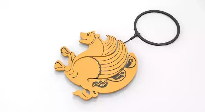 key ring  iranian Symbols  simurgh     Free 3D model