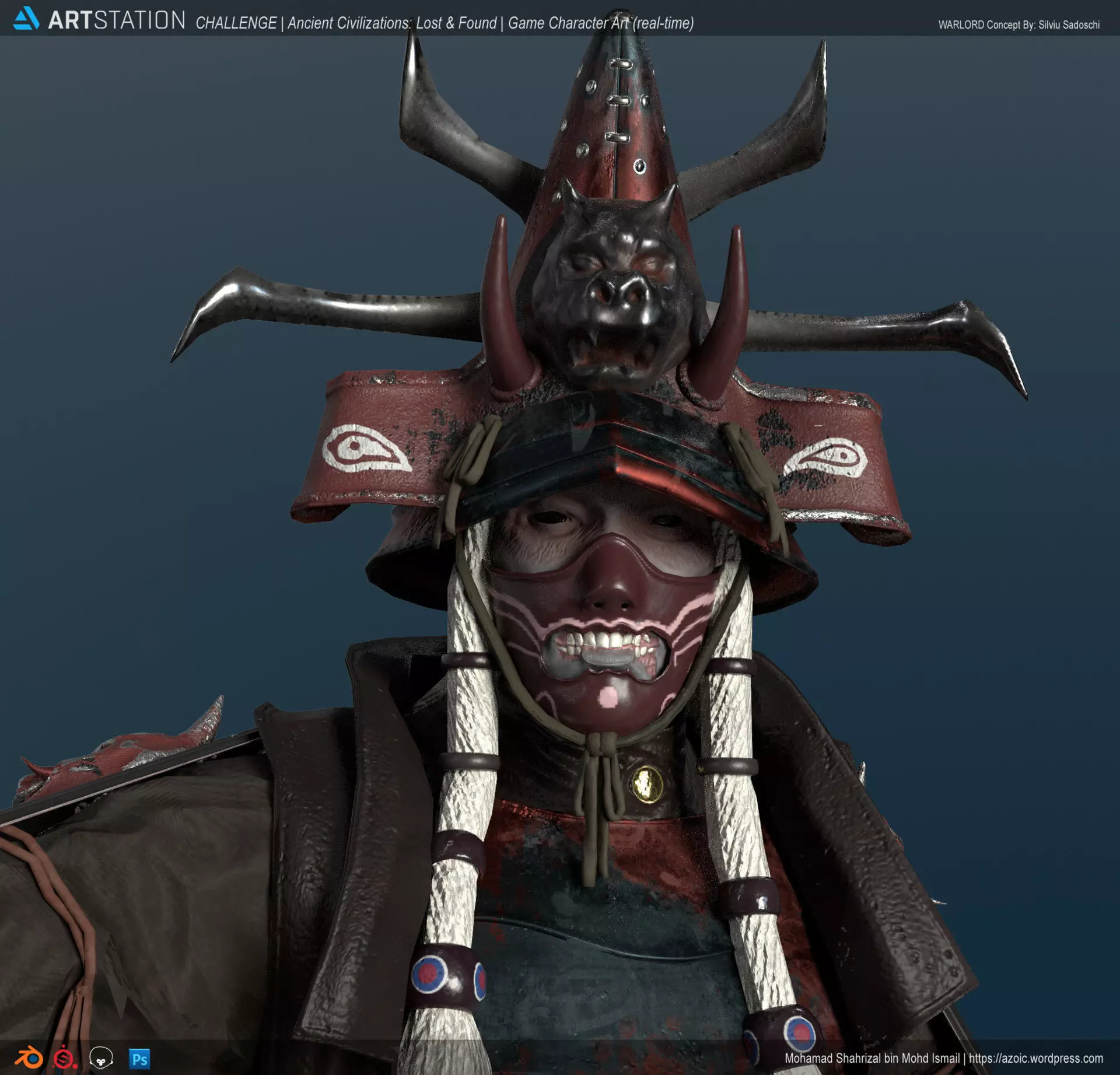 Undead Samurai Rigged Low-poly 3D model