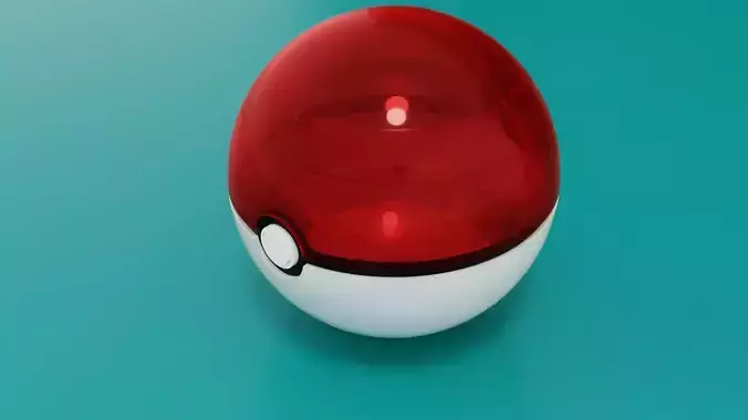 Transparent pokeball Low-poly 3D model