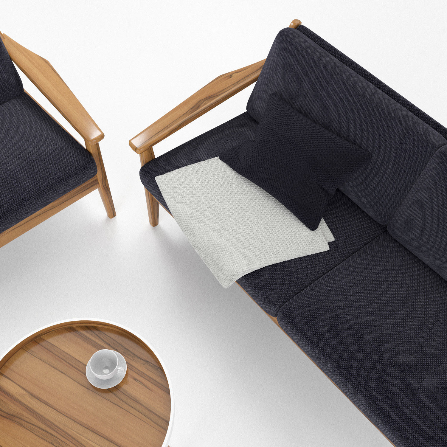 Scandinavian sofa set 3D model_3