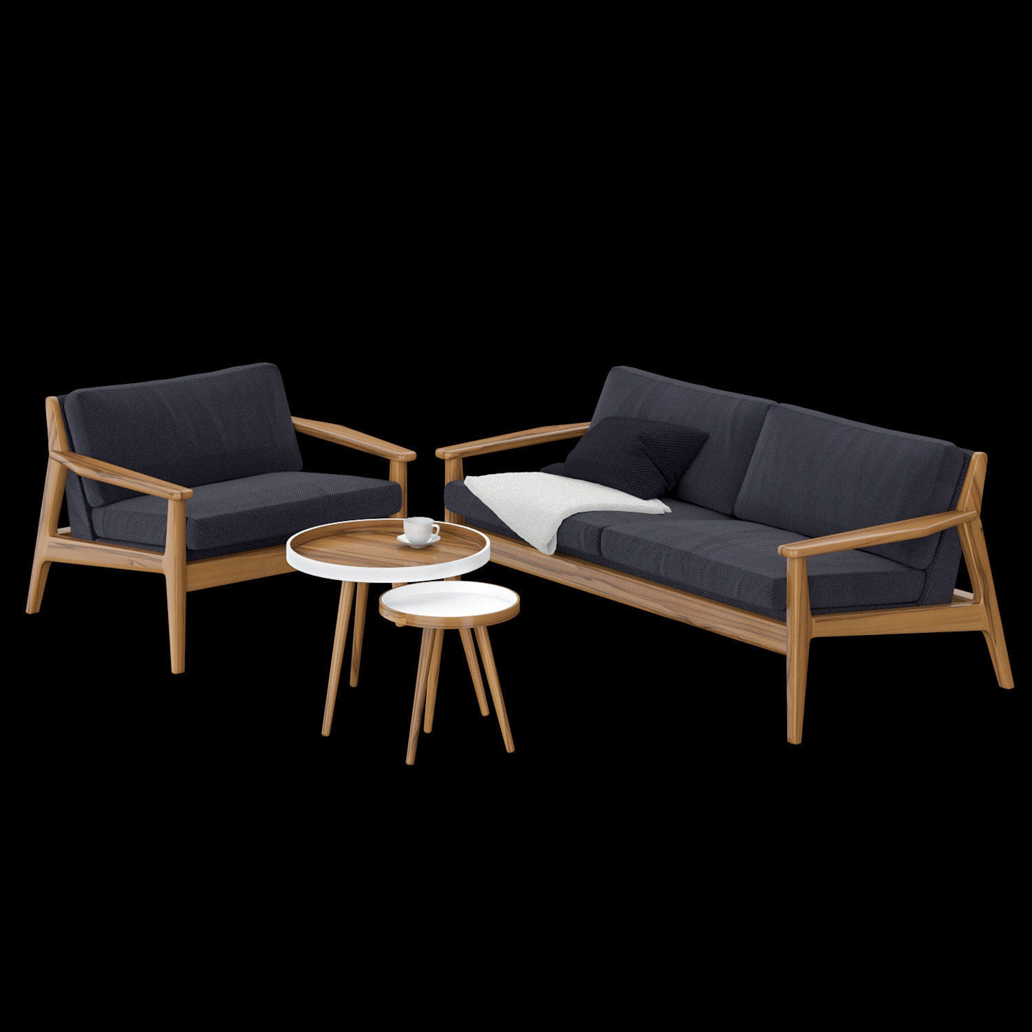Scandinavian sofa set 3D model_5