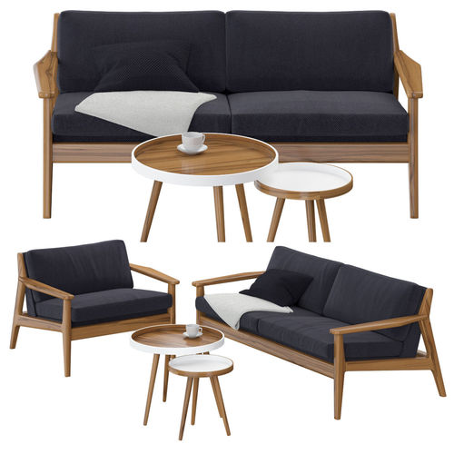 Scandinavian sofa set  3D model