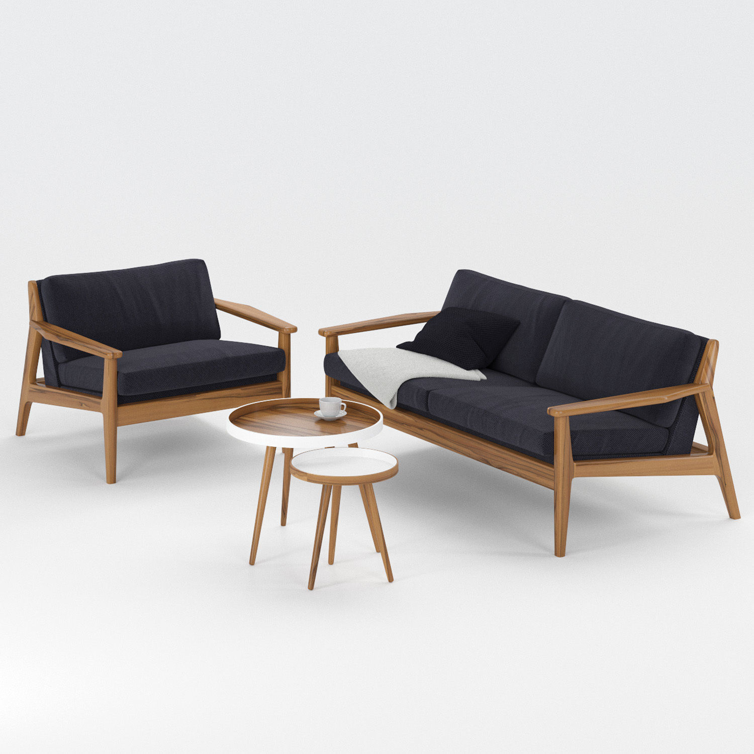 Scandinavian sofa set 3D model_2