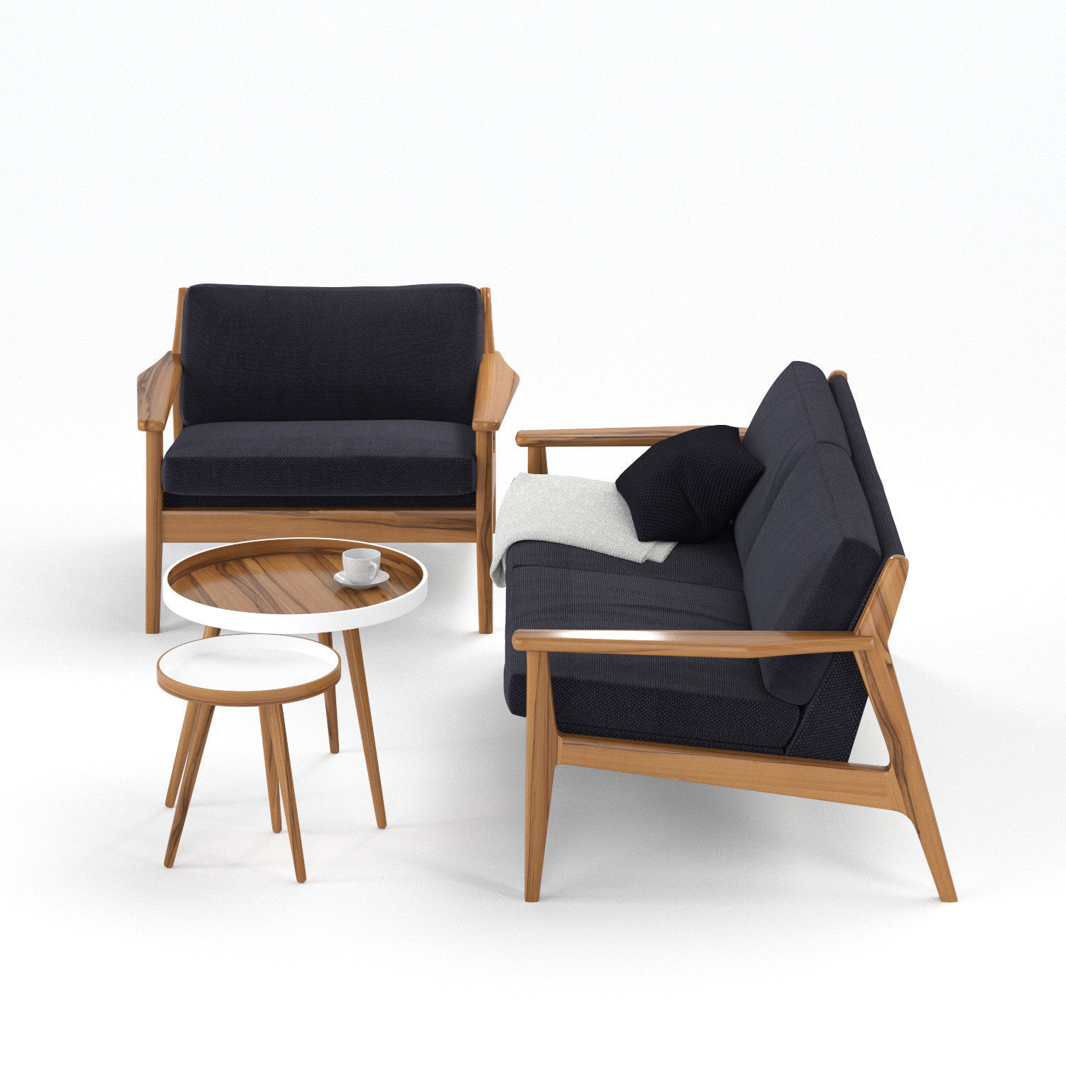 Scandinavian sofa set 3D model_1