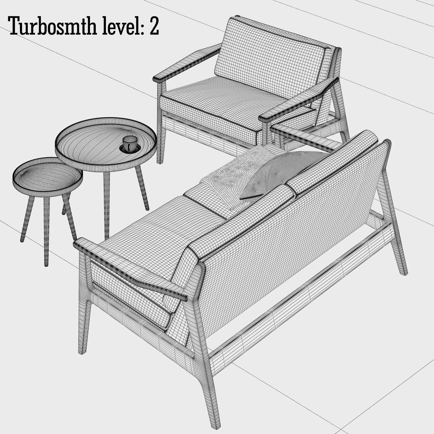 Scandinavian sofa set 3D model_7
