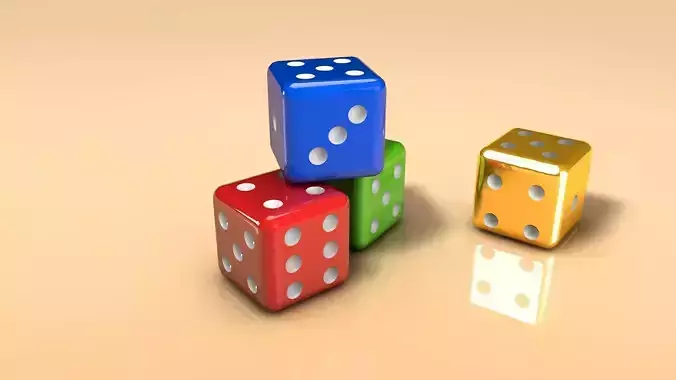 A Dice three colorful