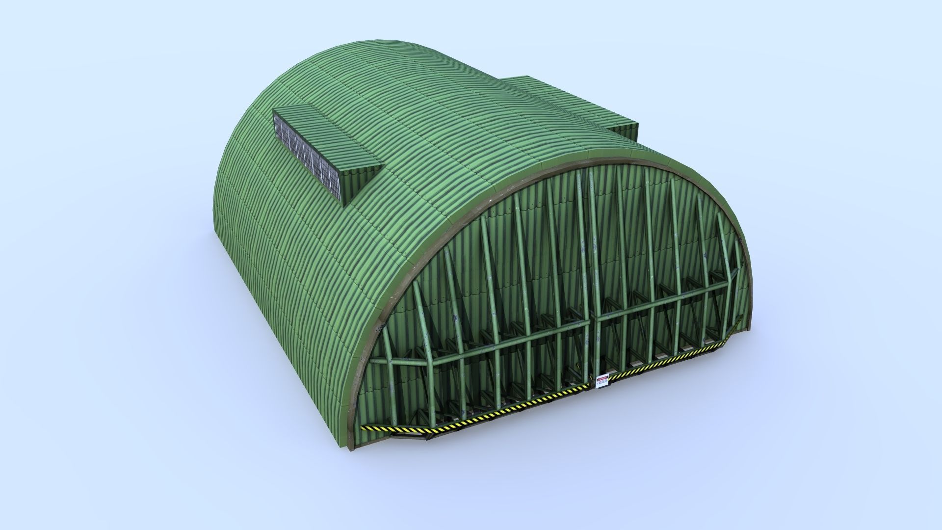 Aircraft Shelter Low Poly - animated doors Low-poly 3D model_2