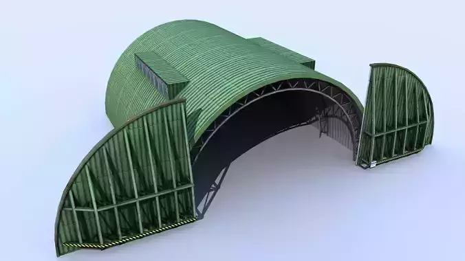 Aircraft Shelter Low Poly - animated doors