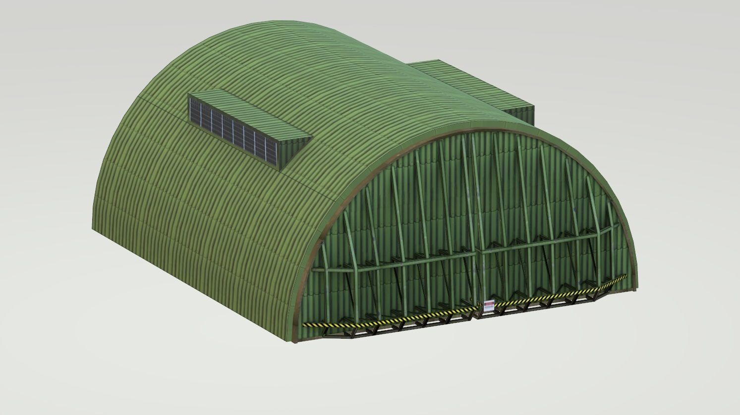 Aircraft Shelter Low Poly - animated doors Low-poly 3D model_4