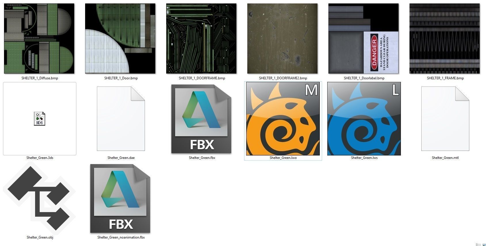 Aircraft Shelter Low Poly - animated doors Low-poly 3D model_3