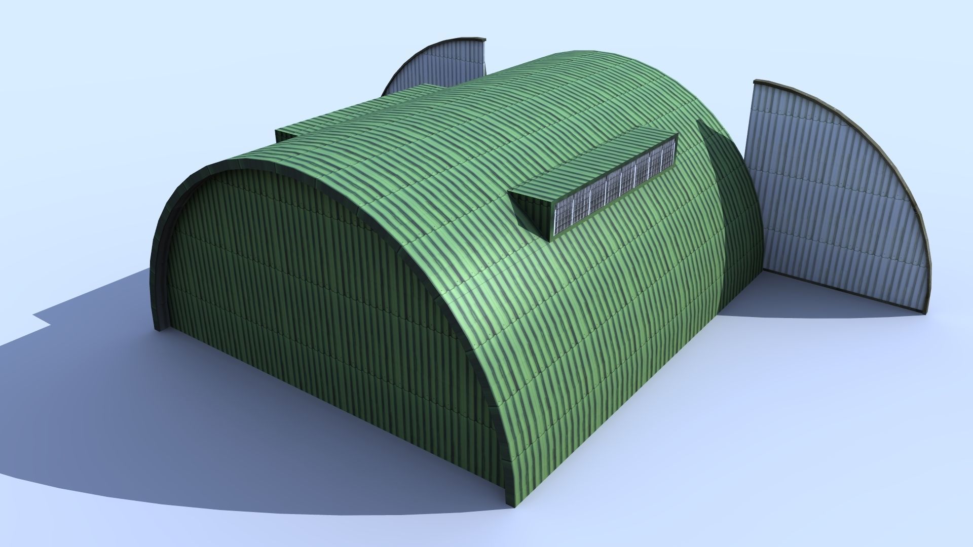 Aircraft Shelter Low Poly - animated doors Low-poly 3D model_7
