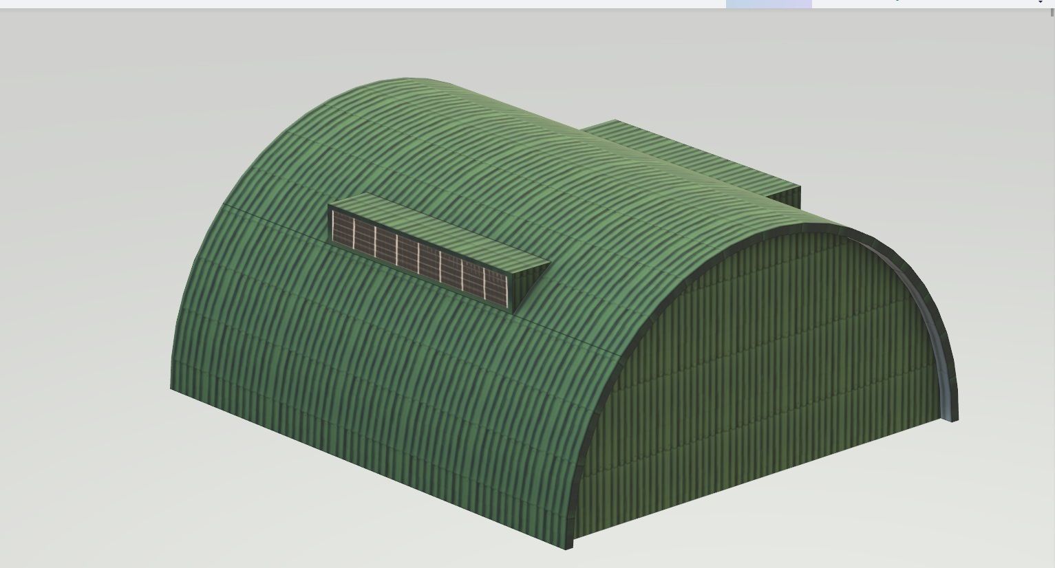 Aircraft Shelter Low Poly - animated doors Low-poly 3D model_6