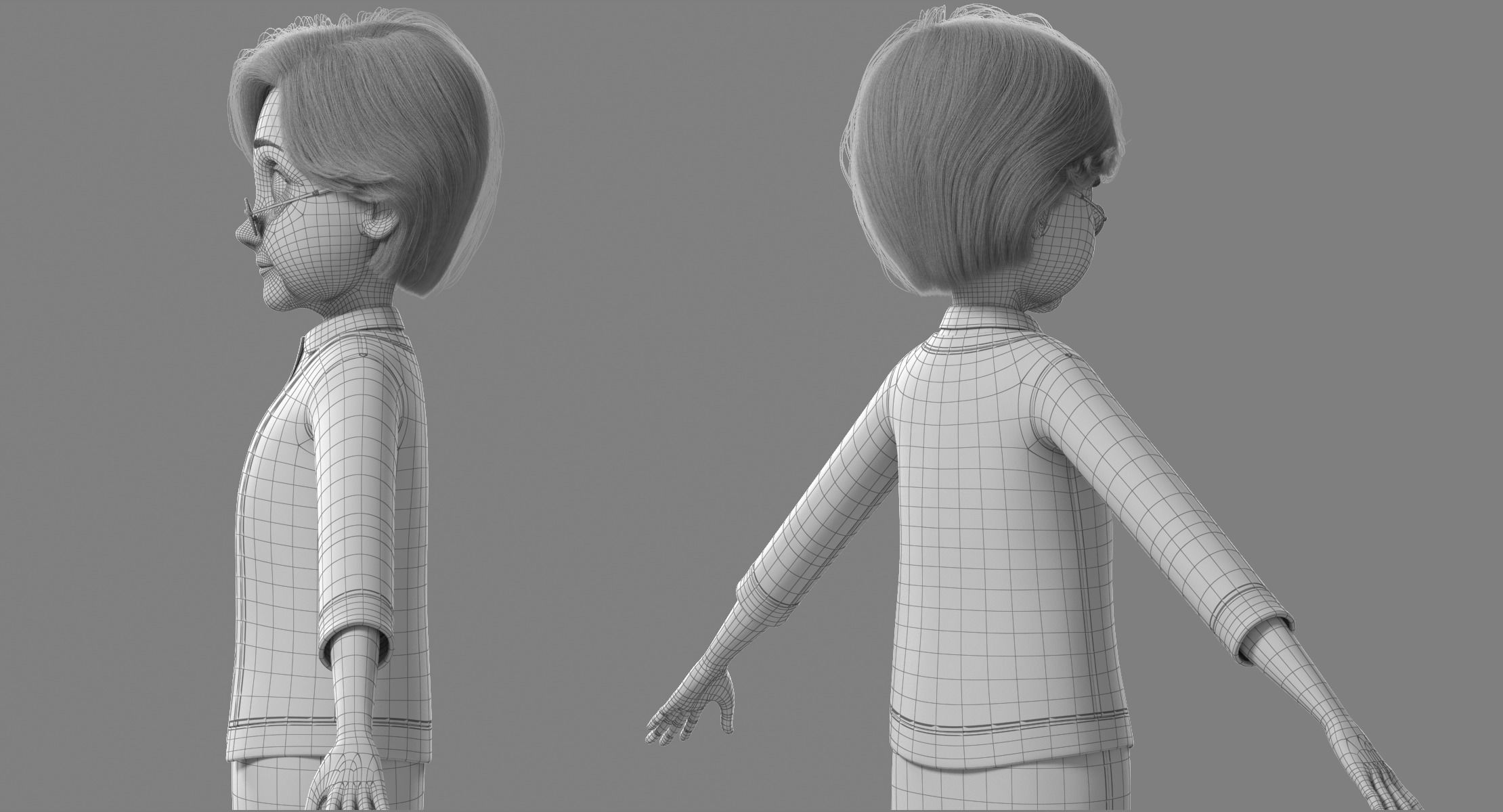Cartoon Old Woman NoRig 3D model_30