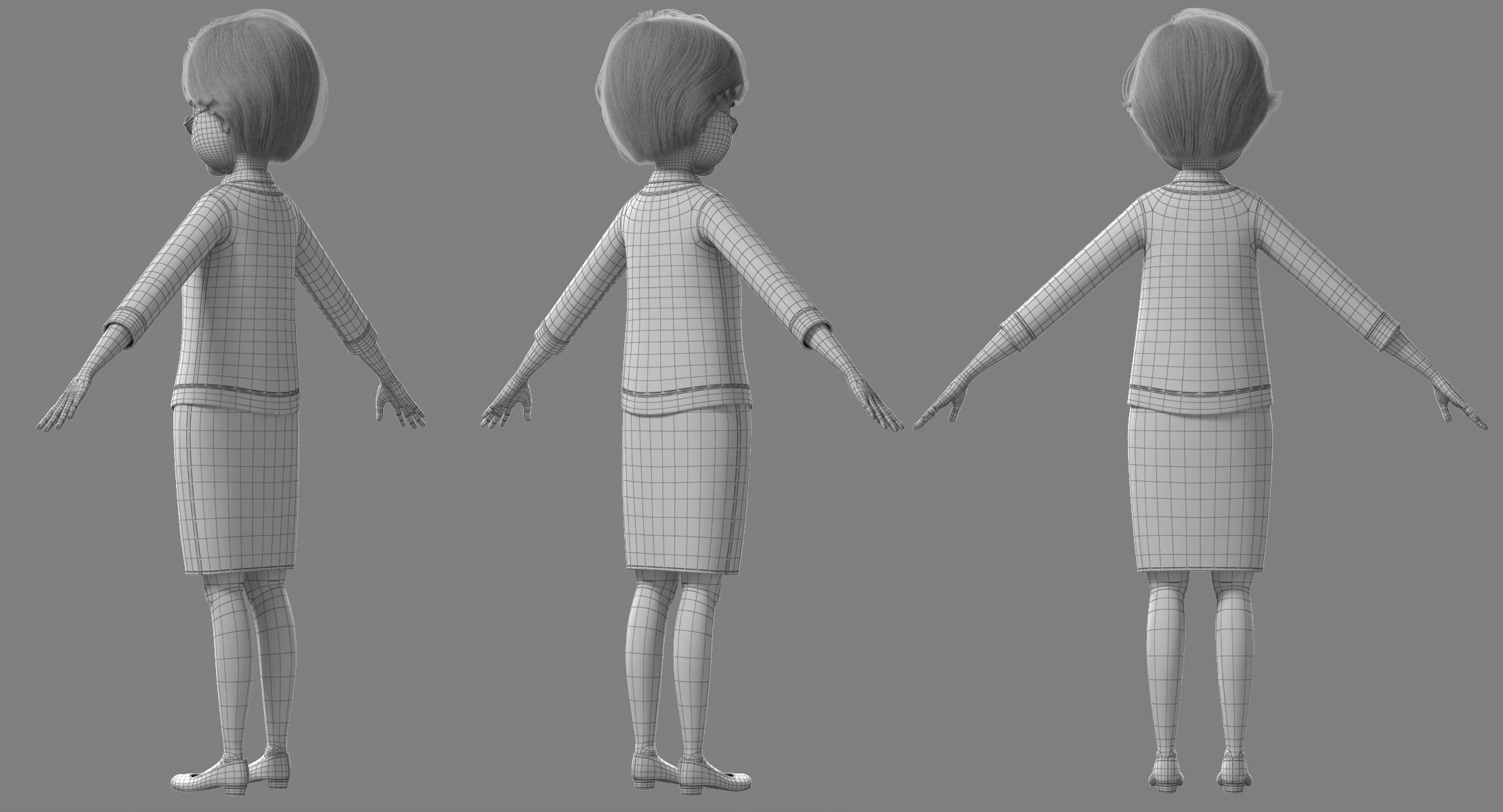 Cartoon Old Woman NoRig 3D model_33