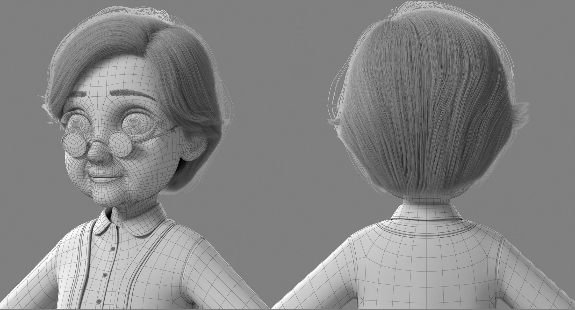 Cartoon Old Woman NoRig 3D model_26