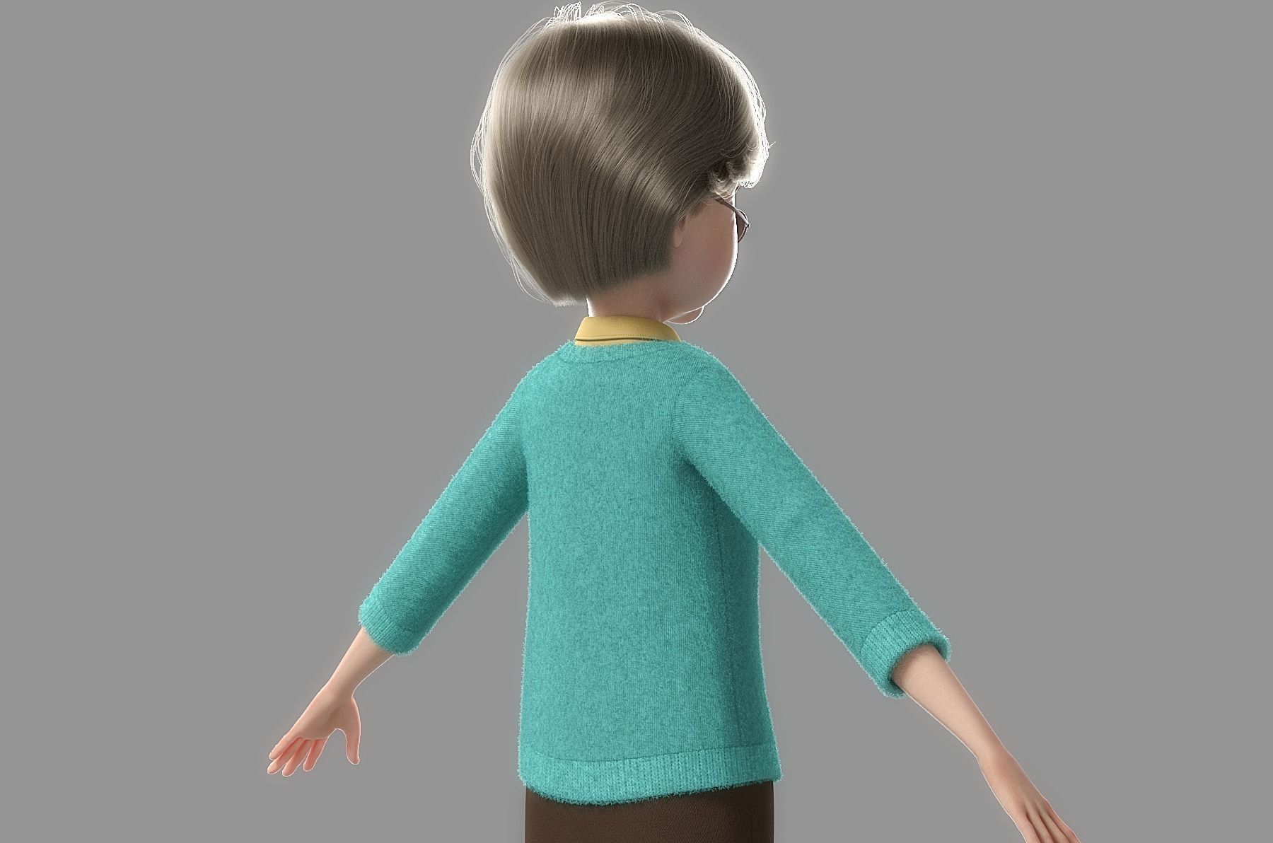 Cartoon Old Woman NoRig 3D model_14