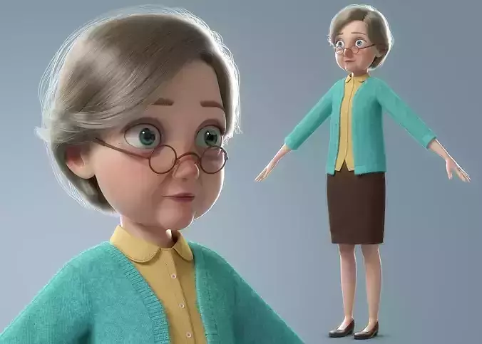 Cartoon Old Woman NoRig 3D model