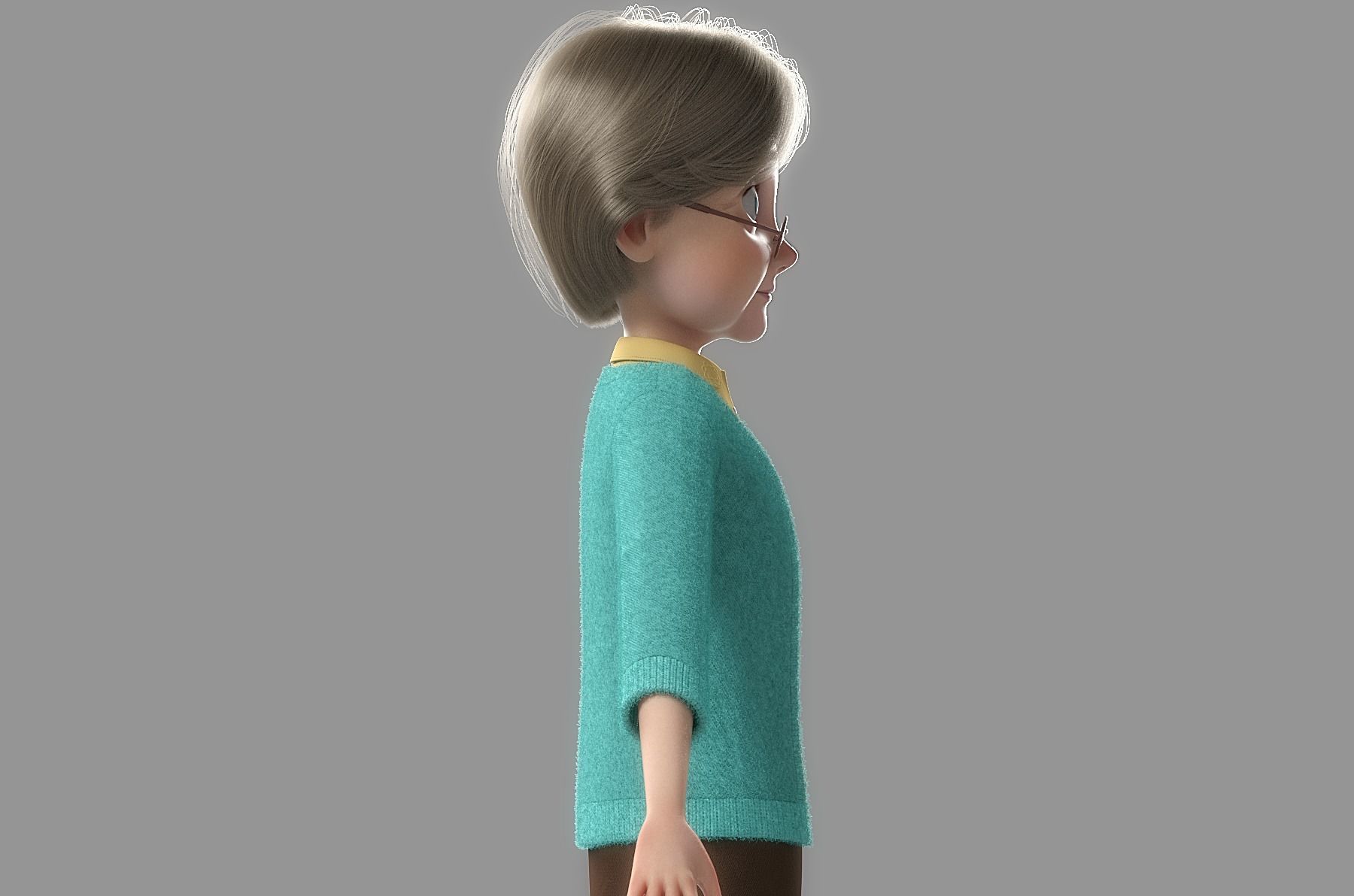 Cartoon Old Woman NoRig 3D model_10