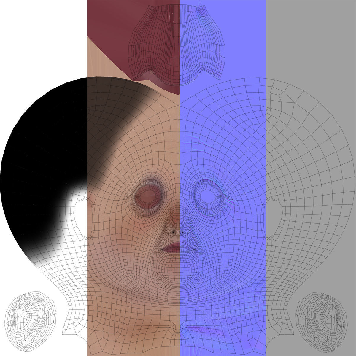 Cartoon Old Woman NoRig 3D model_35