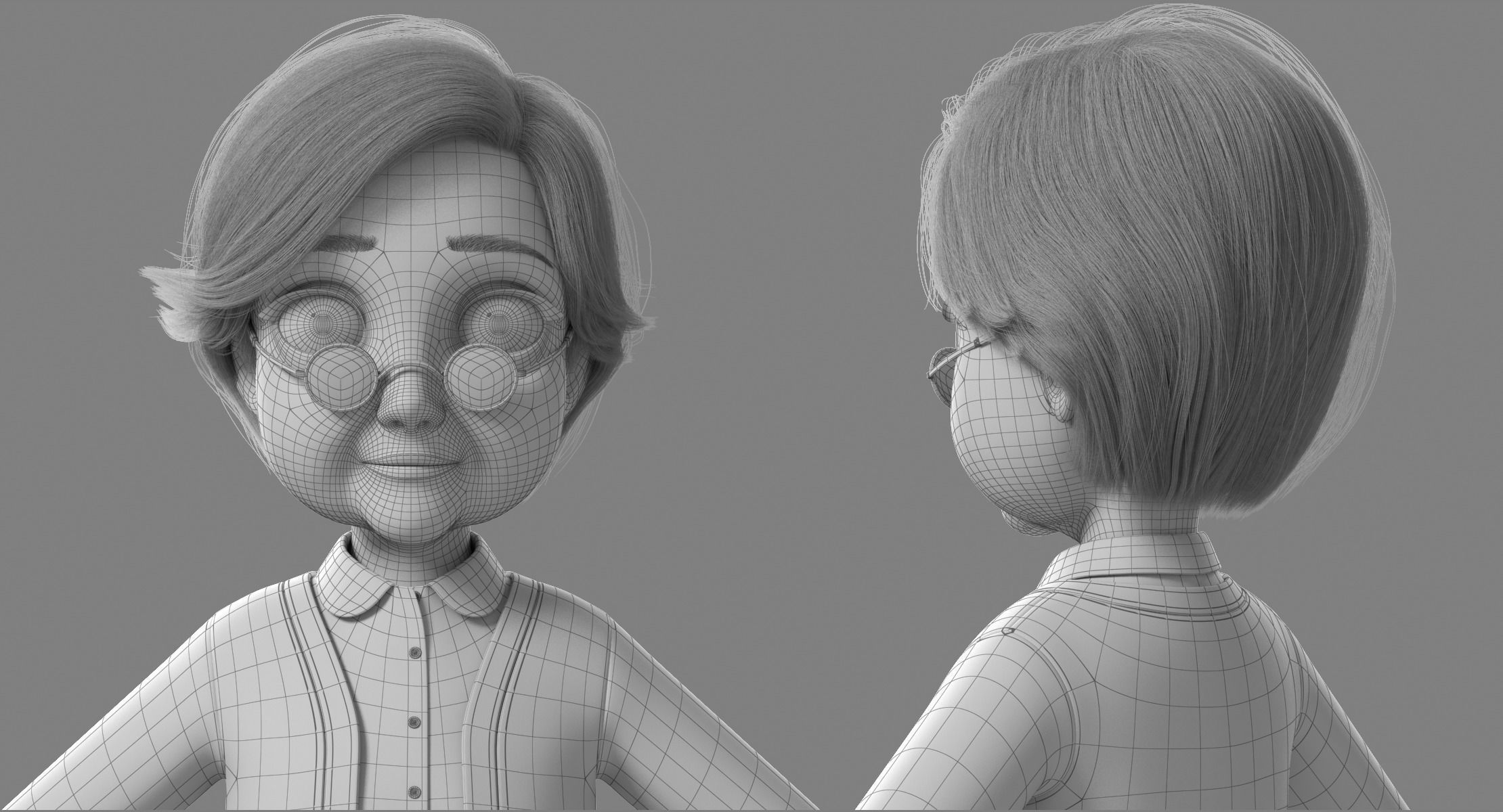 Cartoon Old Woman NoRig 3D model_25