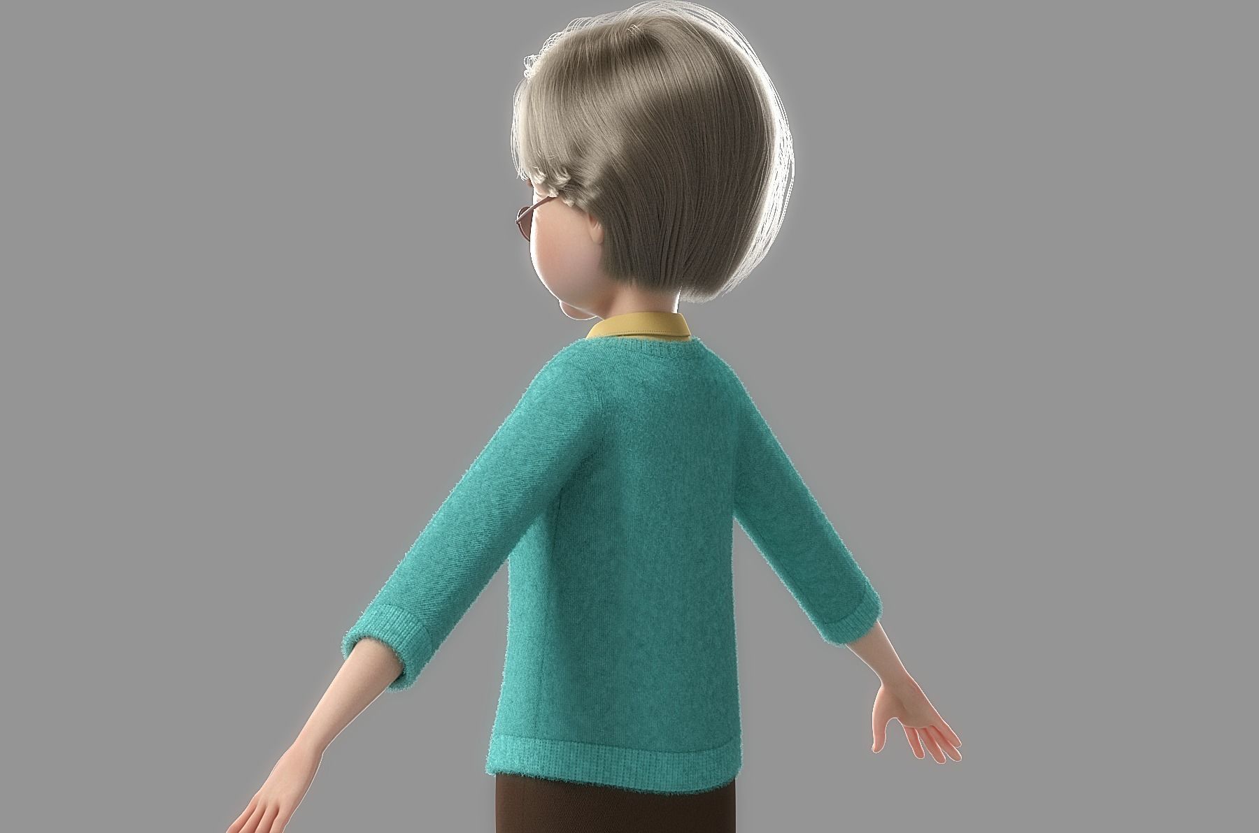 Cartoon Old Woman NoRig 3D model_11