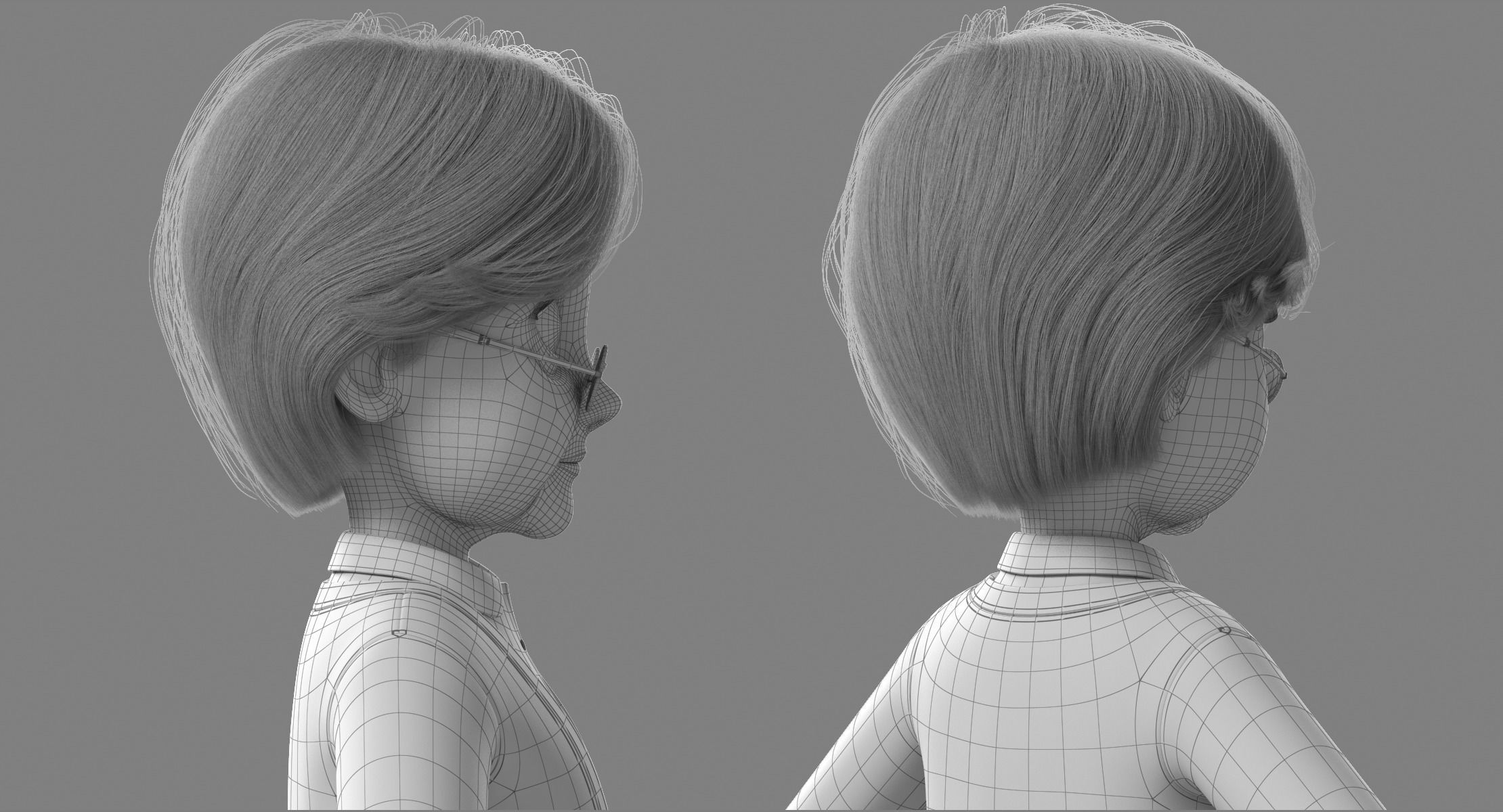 Cartoon Old Woman NoRig 3D model_28