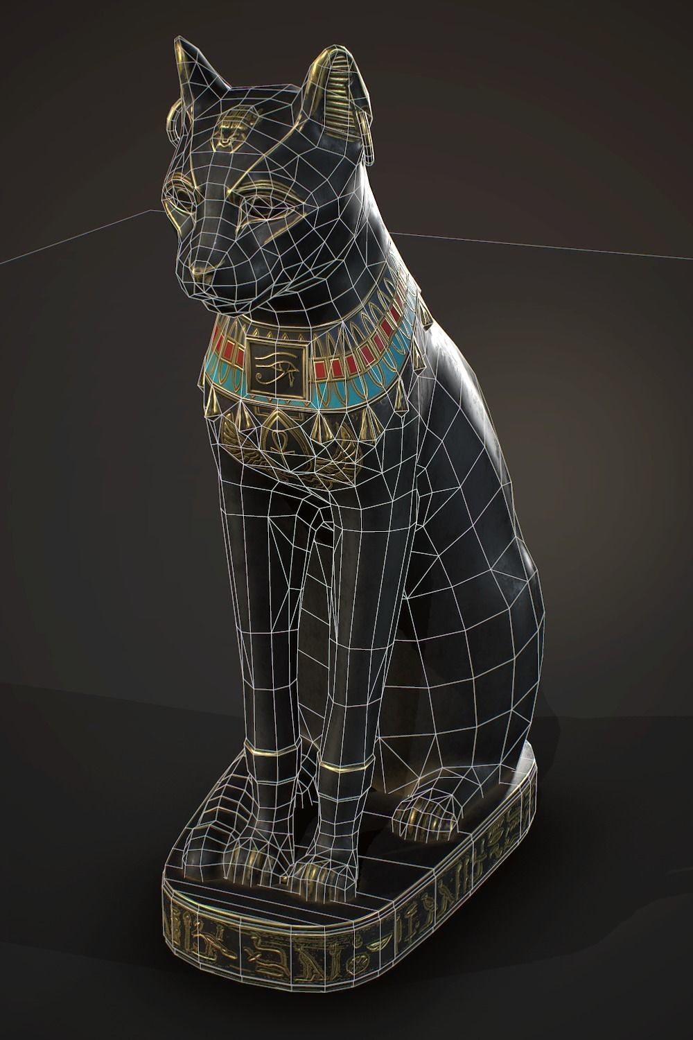 Egyptian Cat Statue Low-poly 3D model_12