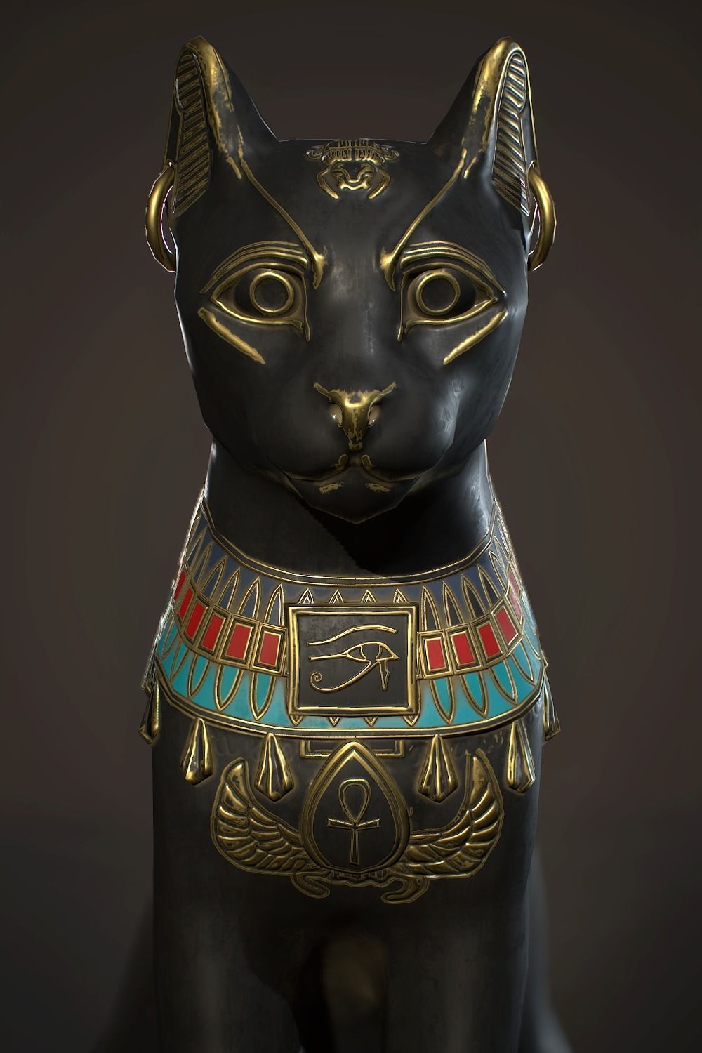 Egyptian Cat Statue Low-poly 3D model_2