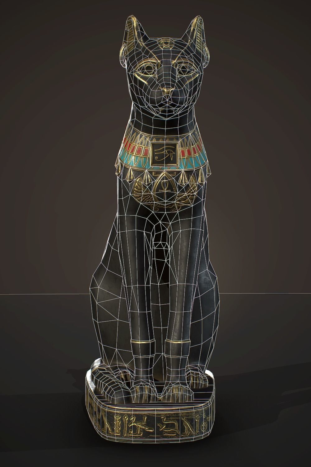 Egyptian Cat Statue Low-poly 3D model_11