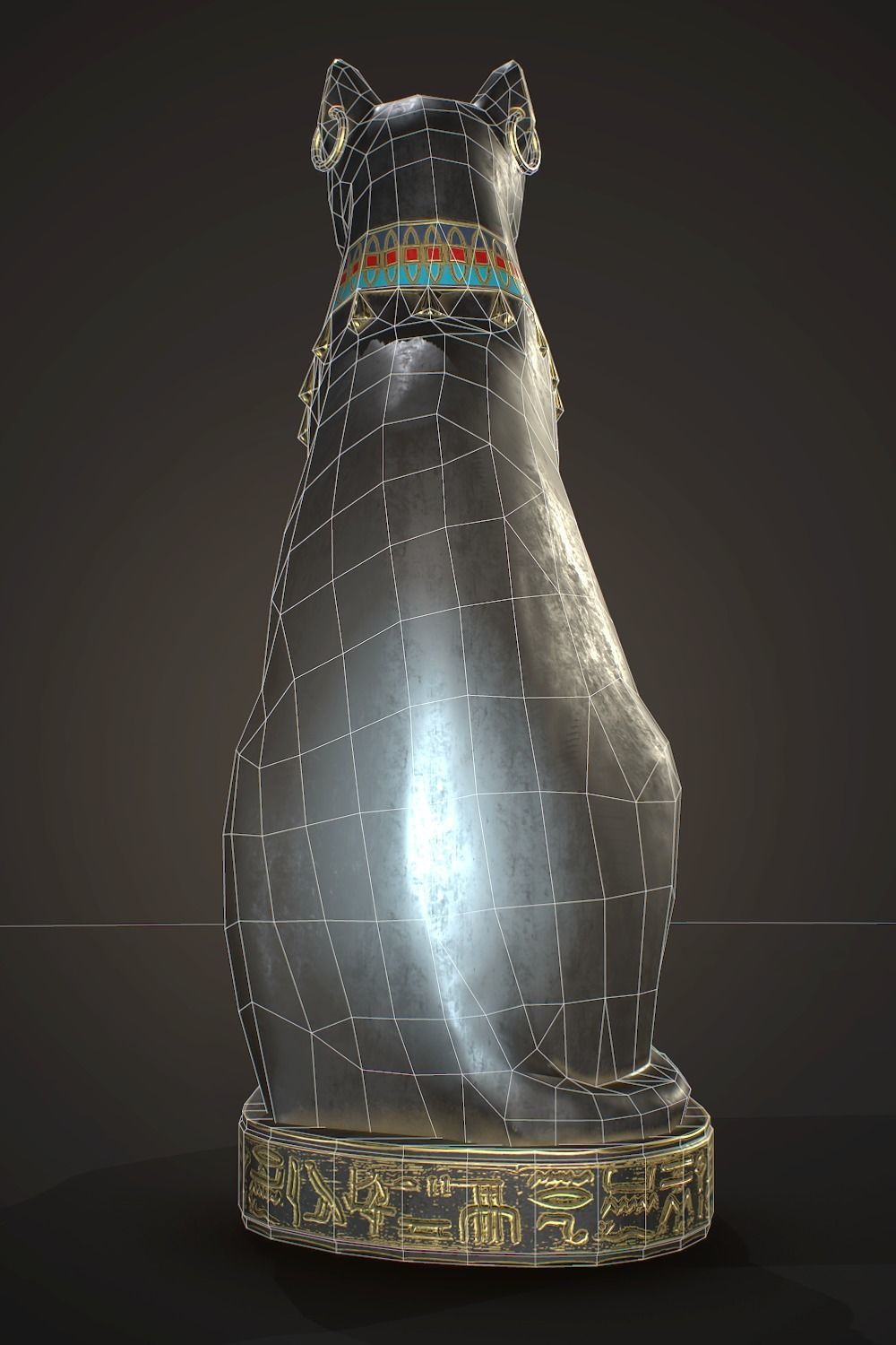 Egyptian Cat Statue Low-poly 3D model_8