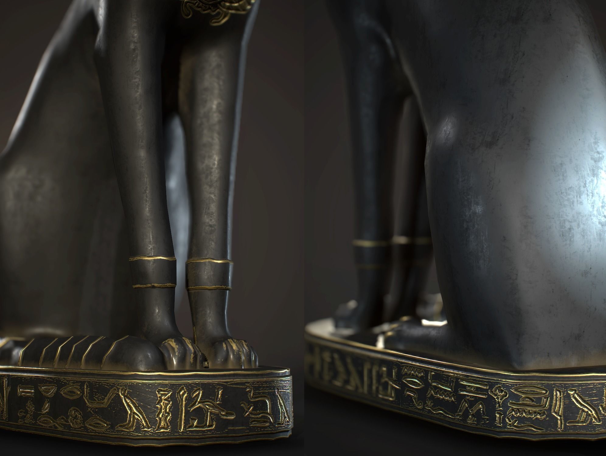 Egyptian Cat Statue Low-poly 3D model_13
