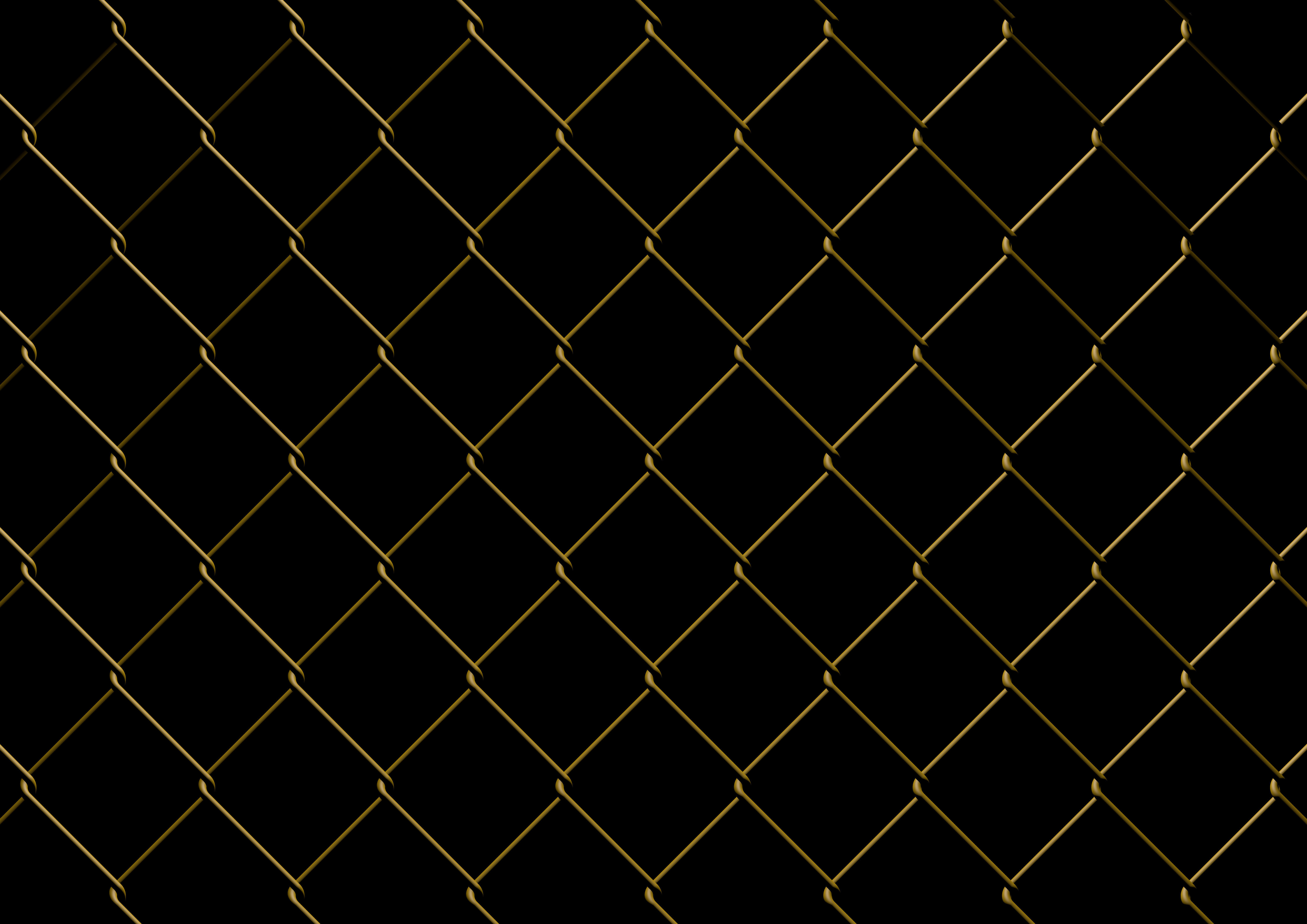 Wire-mesh gold chain link fence 3D model_2