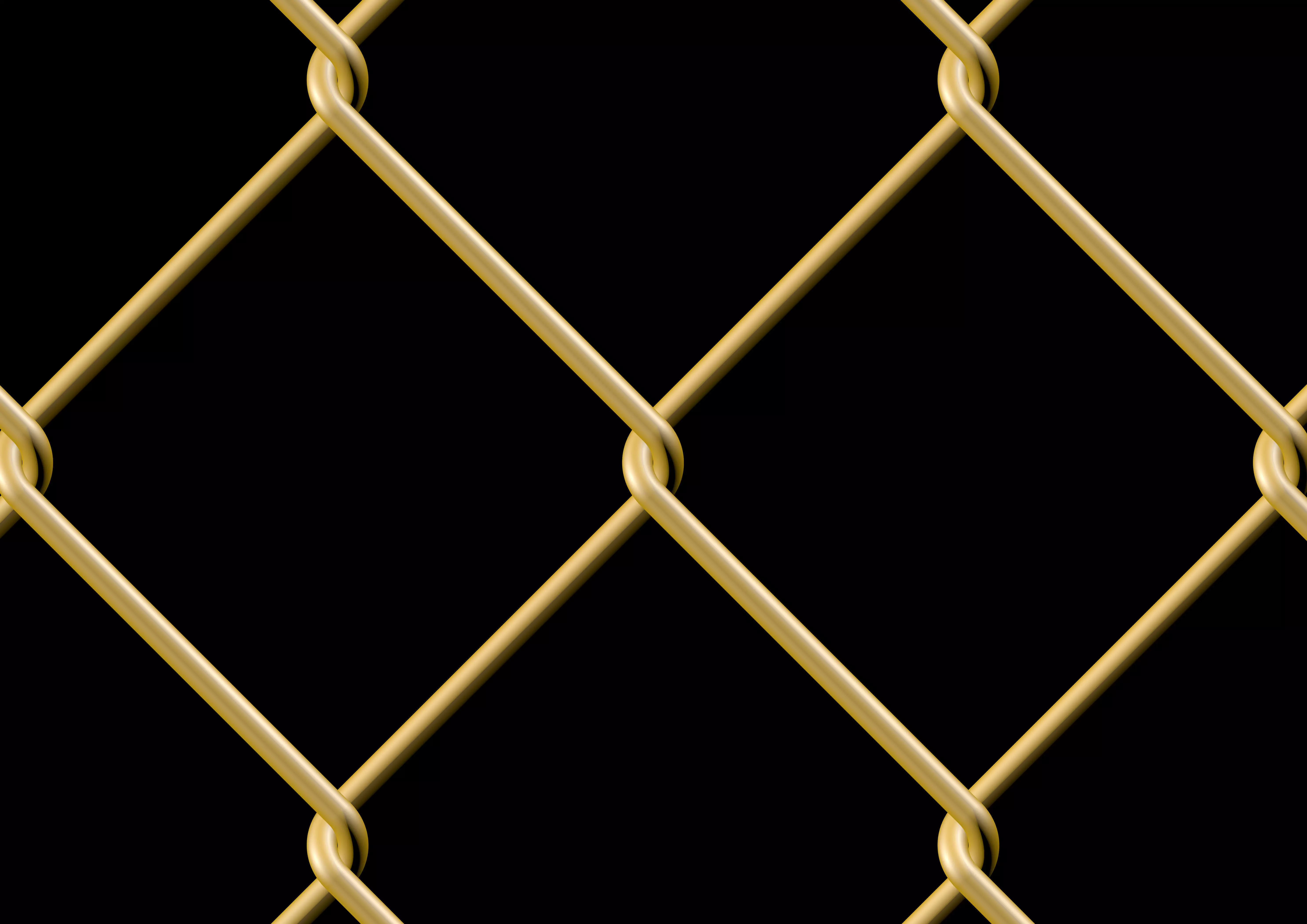 Wire-mesh gold chain link fence 3D model_0