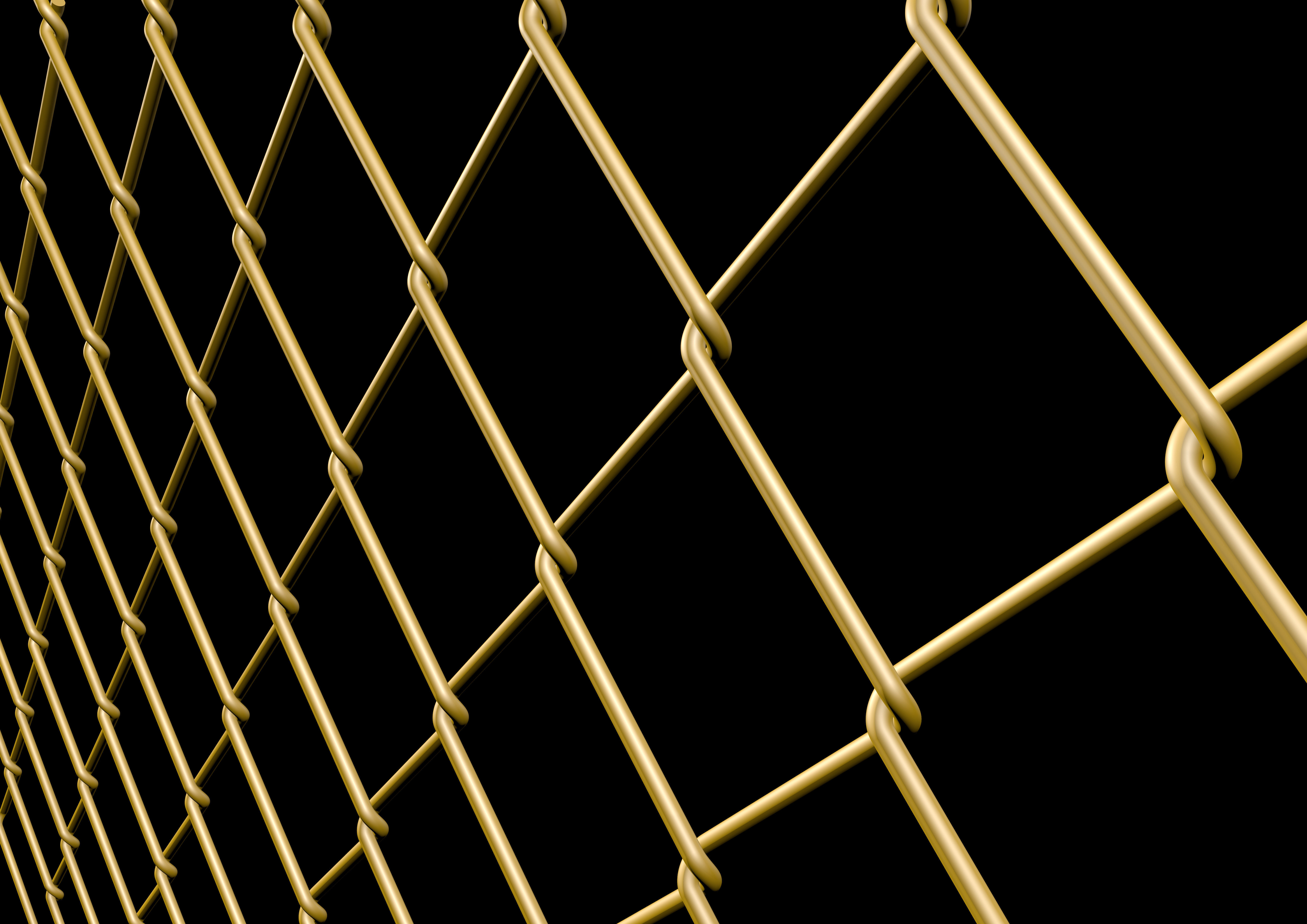 Wire-mesh gold chain link fence 3D model_1