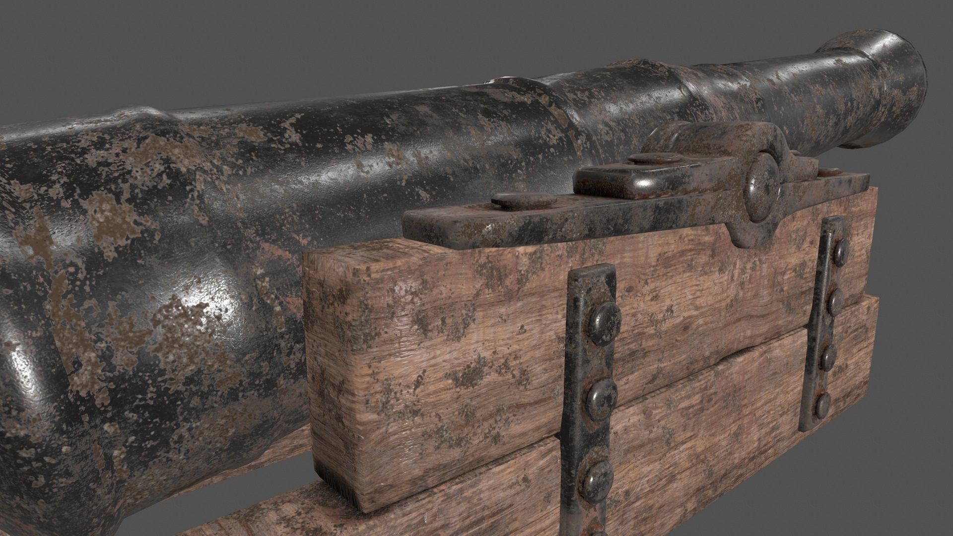 old canon Low-poly 3D model_2