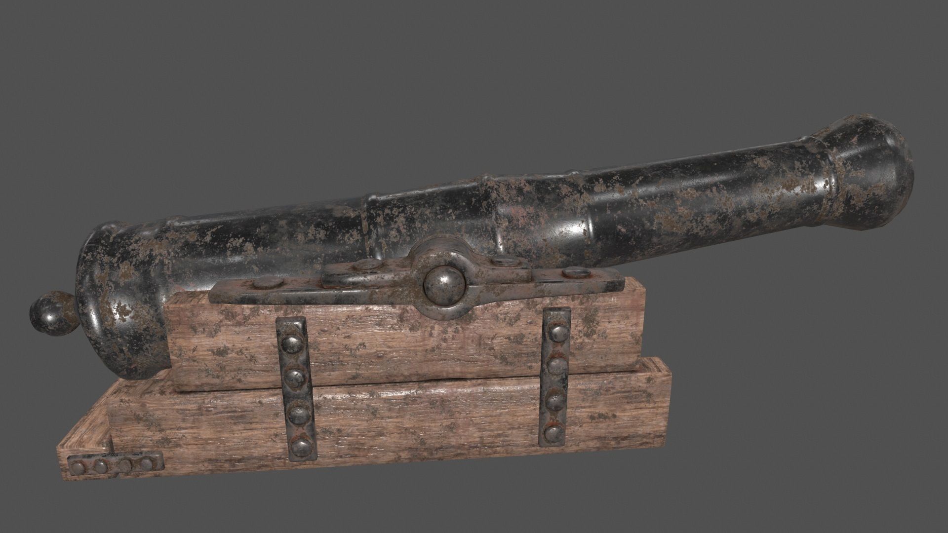 old canon Low-poly 3D model_3