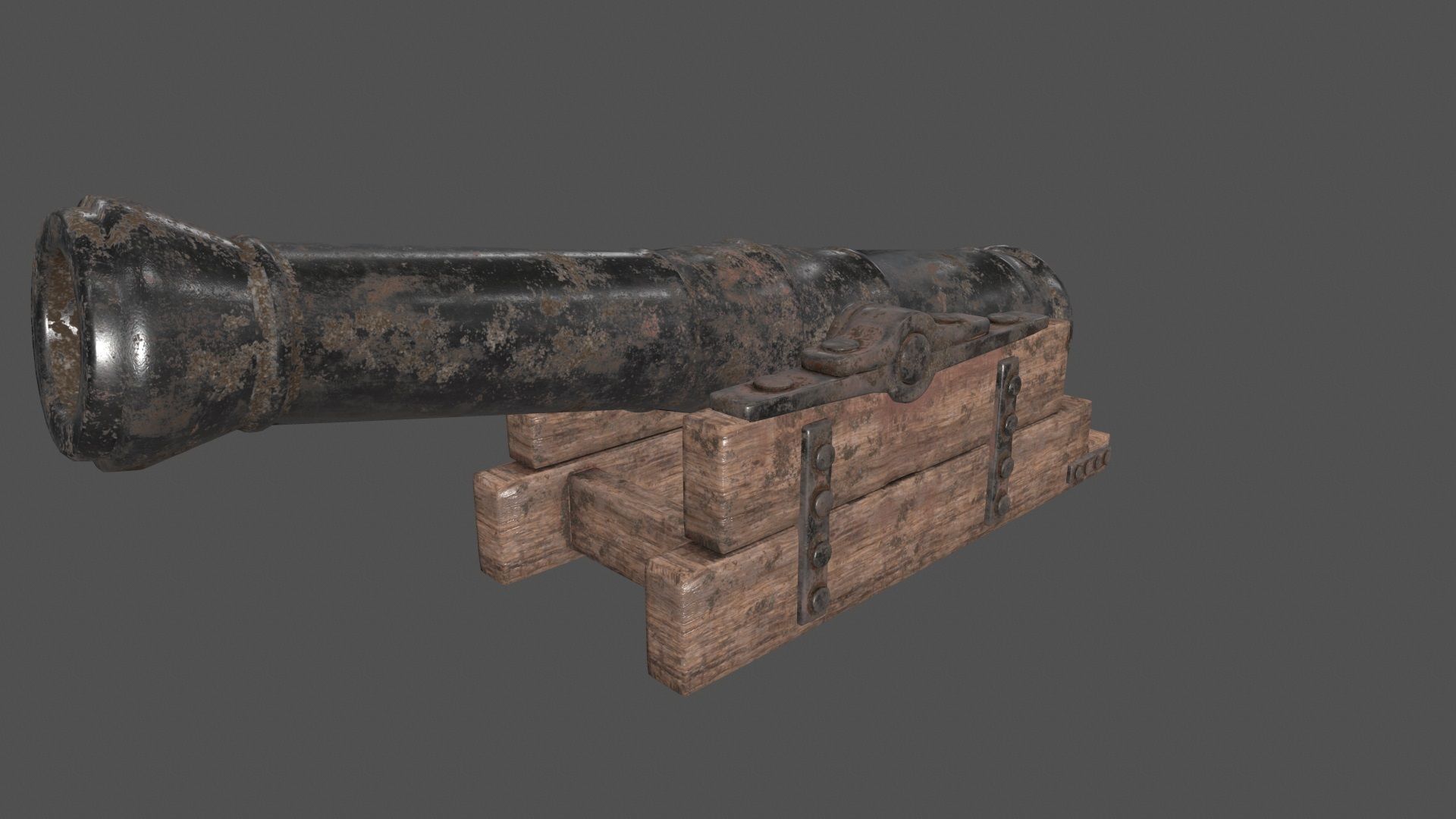 old canon Low-poly 3D model_8